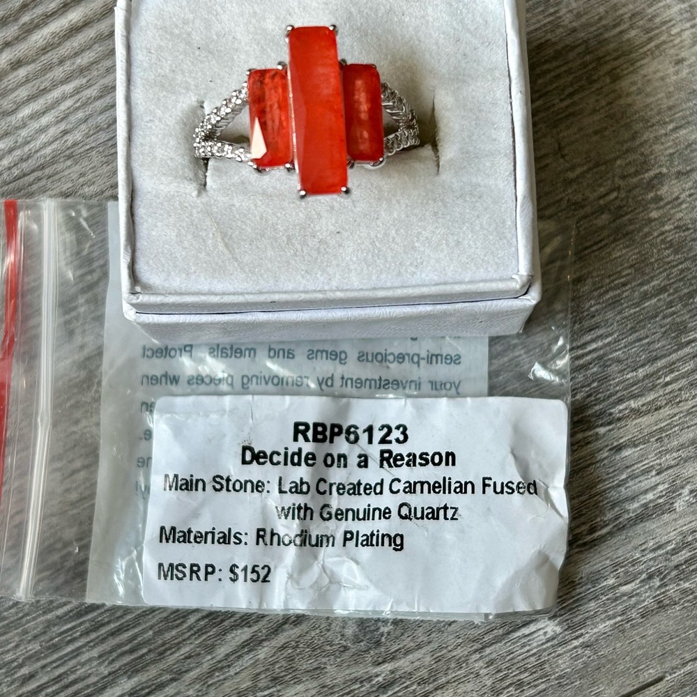 Bomb Party, RBP6123, Decide on a Reason, Size 10, Lab Created Carnelian Rhodium